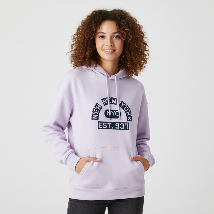 Oversized NYC Hoodie | White New York Est. 937 Graphic Pullover