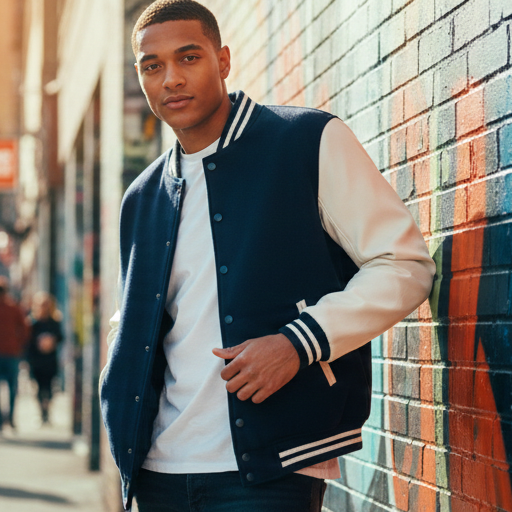 Unisex Varsity Jacket | Cream Sleeve Letterman Jacket | Streetwear