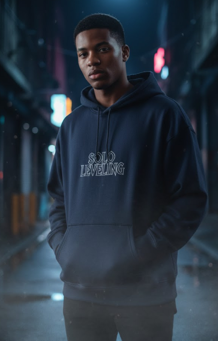 👑 The Shadow Monarch Hoodie – Deep Navy Edition 🌑