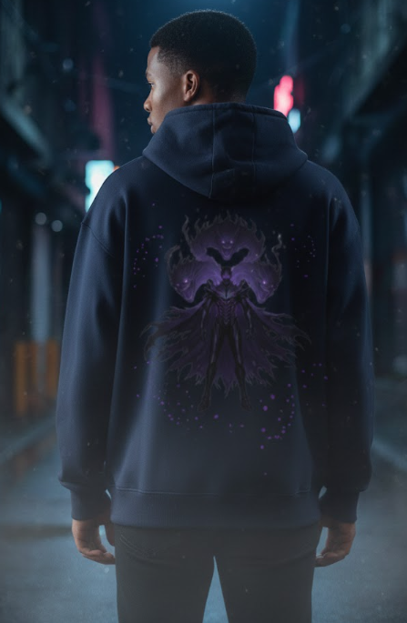👑 The Shadow Monarch Hoodie – Deep Navy Edition 🌑